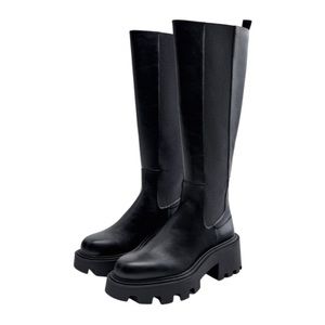 ZARA WOMEN’S TREADED KNEE HIGH BOOTS worn once!! Size 40 (9)